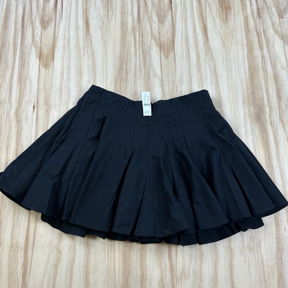 J.Crew NEW Women's Heavyweight Pleated Skirt Black Size 10 Cotton Preppy FLAW